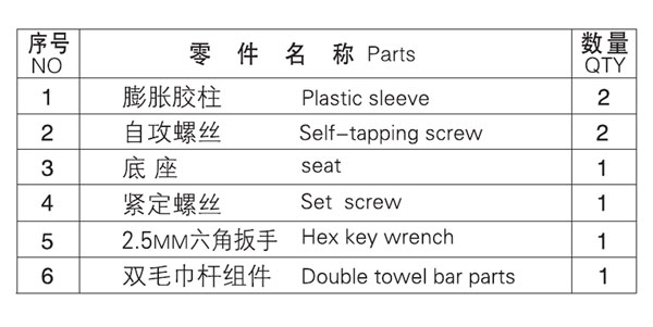 HF-92003-24雙毛巾杆零件名稱